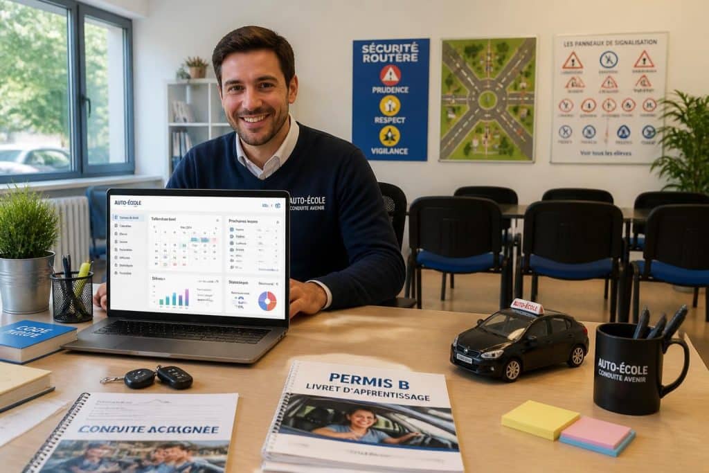 elgeaweb est un logiciel en ligne innovant conçu pour simplifier la gestion des auto-écoles, offrant des outils performants pour l'organisation des cours, le suivi des élèves et l'administration efficace.